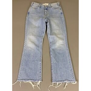 MOTHER The Hustler Ankle Fray Jeans Women's 27 Flare Blue Denim Home Range